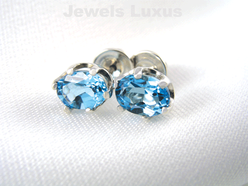 Jewels Luxus - Blue Topaz Silver Earrings